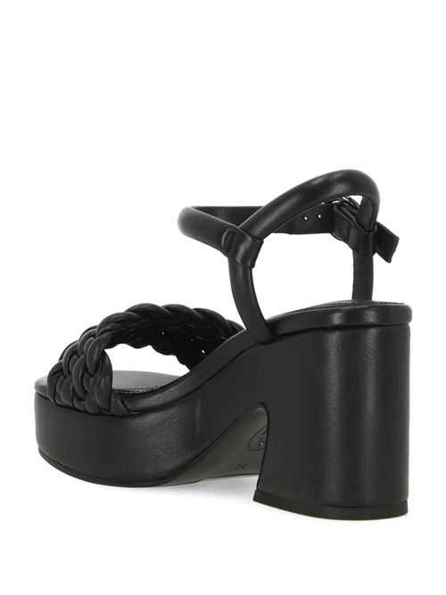 Black sandals with braided strap Ash | OAK01FOULARD BLACK